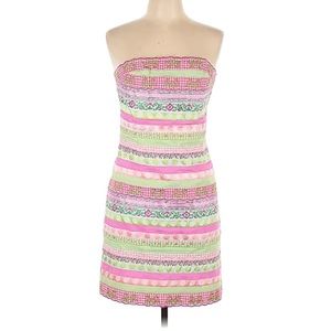 Lily Pulitzer multi color cotton embroidery strap less dress size 8 pink green